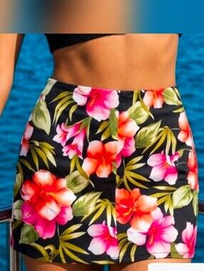 CARRIBEAN JOE Bright Floral stretch skort. Shorts Skirt